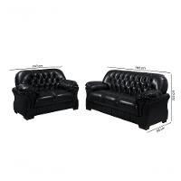 Sofá Rei Conjunto 2 E 3 Lugares Império Estofados Couríssimo Preto 851 - 3