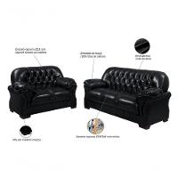 Sofá Rei Conjunto 2 E 3 Lugares Império Estofados Couríssimo Preto 851