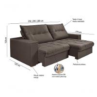 Sofá Cancún 2,90 3 Lugares Império Estofados Veludo Veludo Capuccino 164 - 3