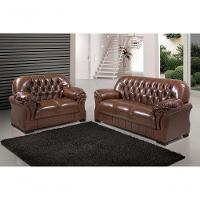 Sofá Rei Conjunto 2 E 3 Lugares Império Estofados Couríssimo Pinhão 849 - 1