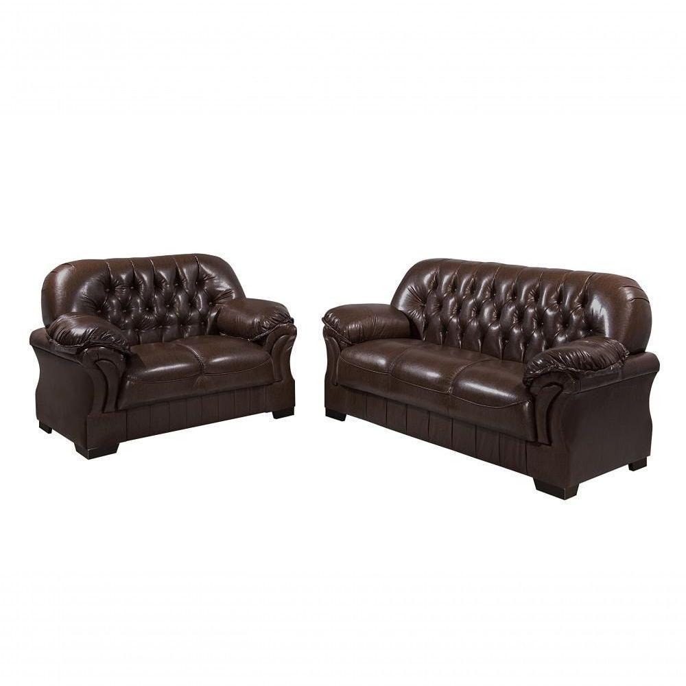 Sofá Rei Conjunto 2 E 3 Lugares Império Estofados Couríssimo Marrom 850 - 1