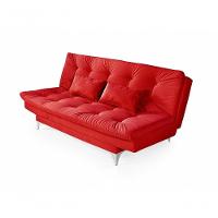 Sofá Cama Versátil 3 Lugares Império Reclinável Pés De Alumínio Espuma D33 Suede Vermelho 373 - 1