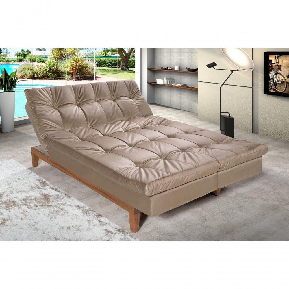 Sofá Cama Versátil 3 Lugares Império Reclinável Pés Madeira Espuma D33 Suede Chocolate 377 - 9