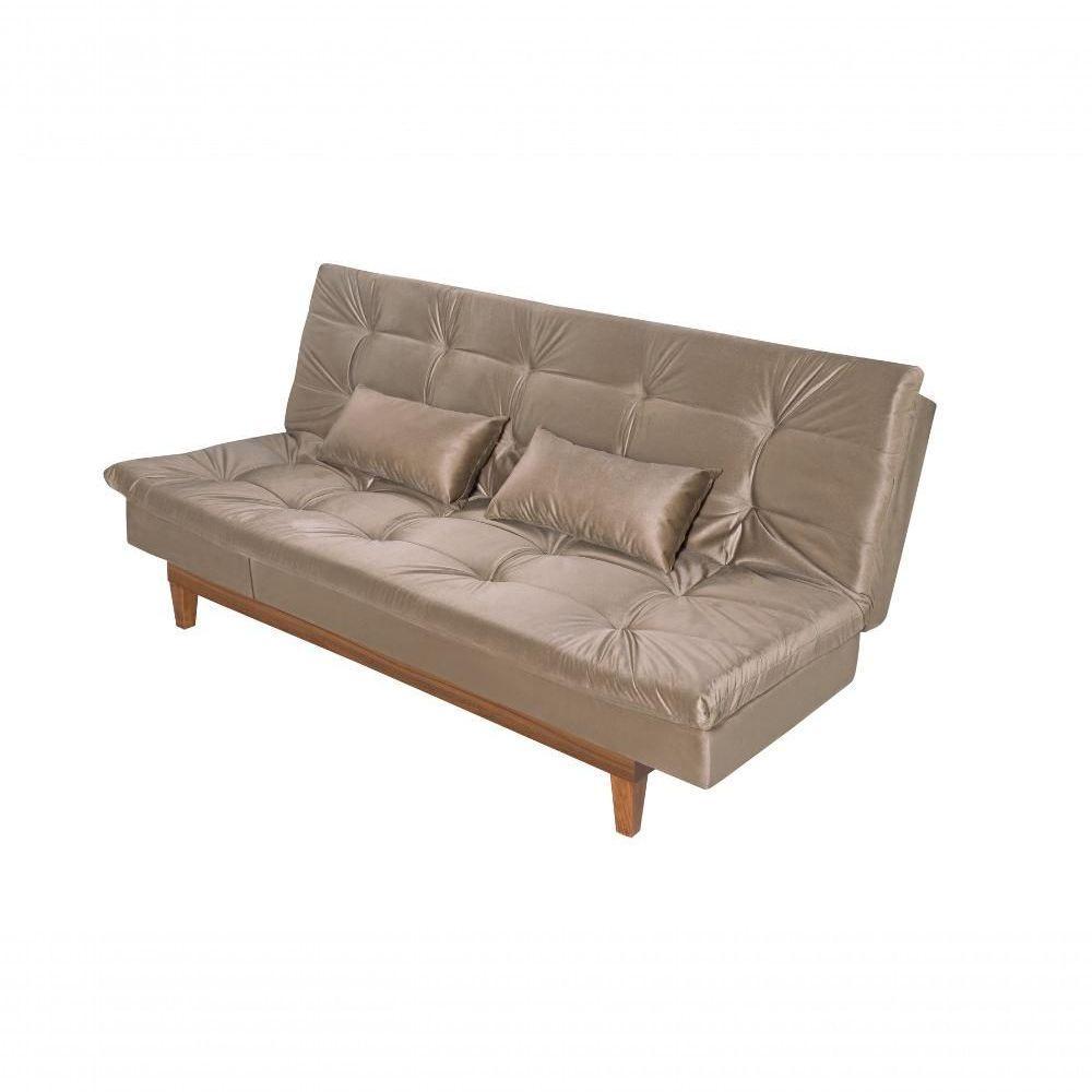 Sofá Cama Versátil 3 Lugares Império Reclinável Pés Madeira Espuma D33 Suede Chocolate 377 - 10