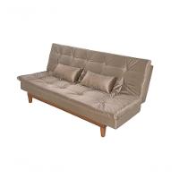 Sofá Cama Versátil 3 Lugares Império Reclinável Pés Madeira Espuma D33 Suede Chocolate 377 - 10
