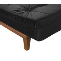 Sofá Cama Versátil 3 Lugares Império Reclinável Pés Madeira Espuma D33 Suede Preto 381