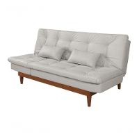 Sofá Cama Versátil 3 Lugares Império Reclinável Pés Madeira Espuma D33 Corano Gelo 308 - 1