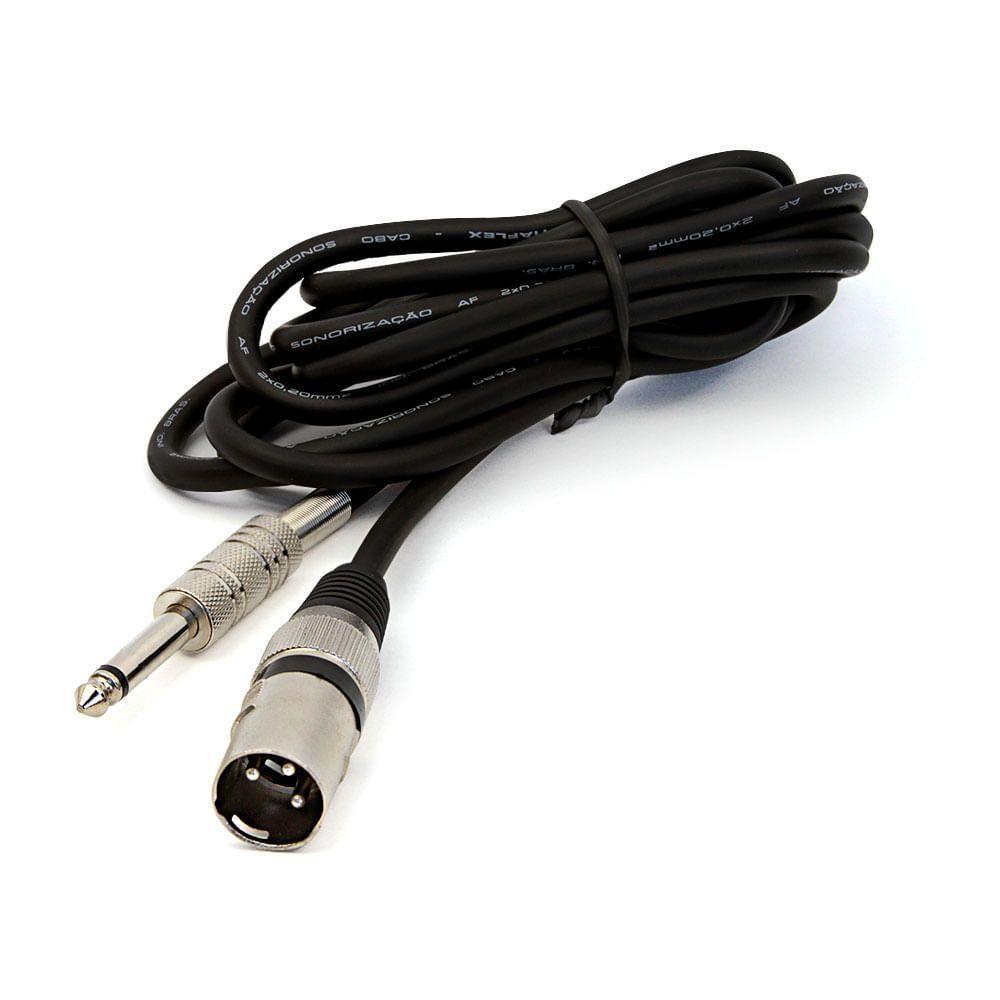Cabo P10 Para Xlr Macho Preto Mono - 3 Metros - 1