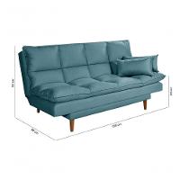 Sofá Cama Andorra 3 Lugares Império Reclinável Pés Madeira Com Banqueta Suede Azul Turquesa 362 - 3
