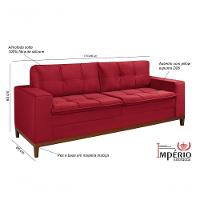 Sofá Vini 2,00m 3 Lugares Império Estofados Veludo Vermelho 168 - 4