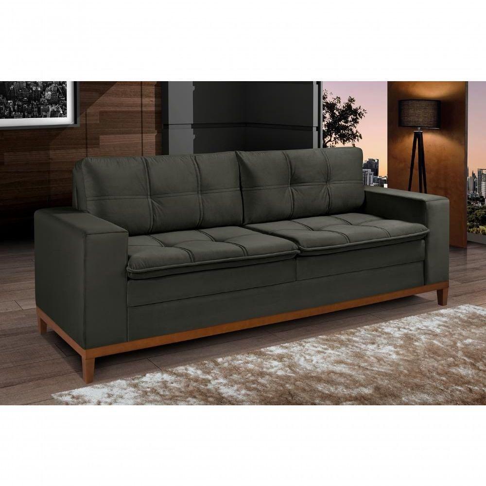 Sofá Vini 2,00m 3 Lugares Império Estofados Veludo Cimento 164 - 1