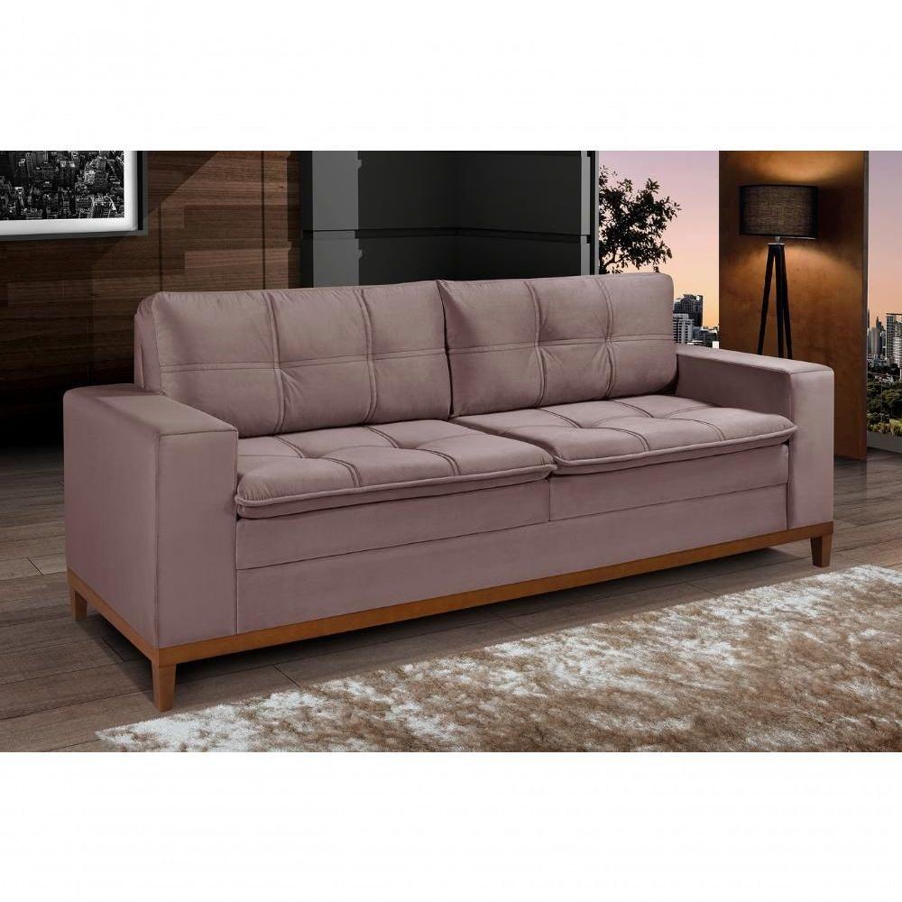 Sofá Vini 2,00m 3 Lugares Império Estofados Veludo Rosê 161 - 3