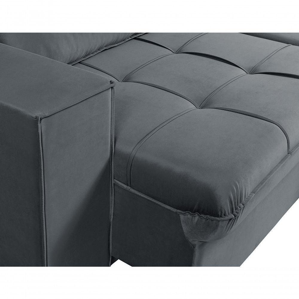 Sofá Cancún 2,50 3 Lugares Império Estofados Veludo Veludo Grafite 163 - 3