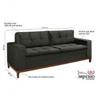 Sofá Vini 1,70m 3 Lugares Império Estofados Veludo Cimento 164 - 3