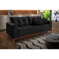 Sofá Atenas 2,00m 3 Lugares Império Estofados Veludo Preto 176 - 2