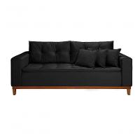 Sofá Atenas 2,00m 3 Lugares Império Estofados Veludo Preto 176 - 5