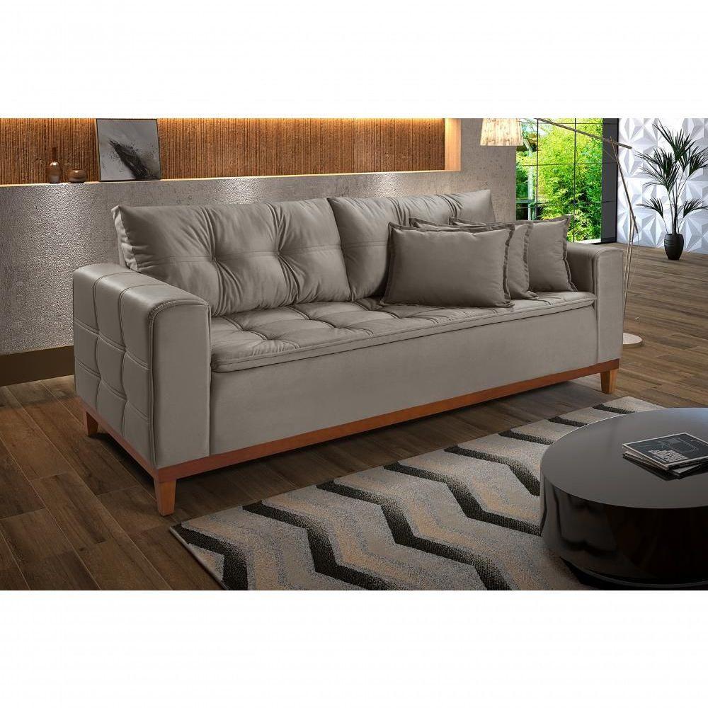 Sofá Atenas 2,00m 3 Lugares Império Estofados Veludo Castanho 170 - 2