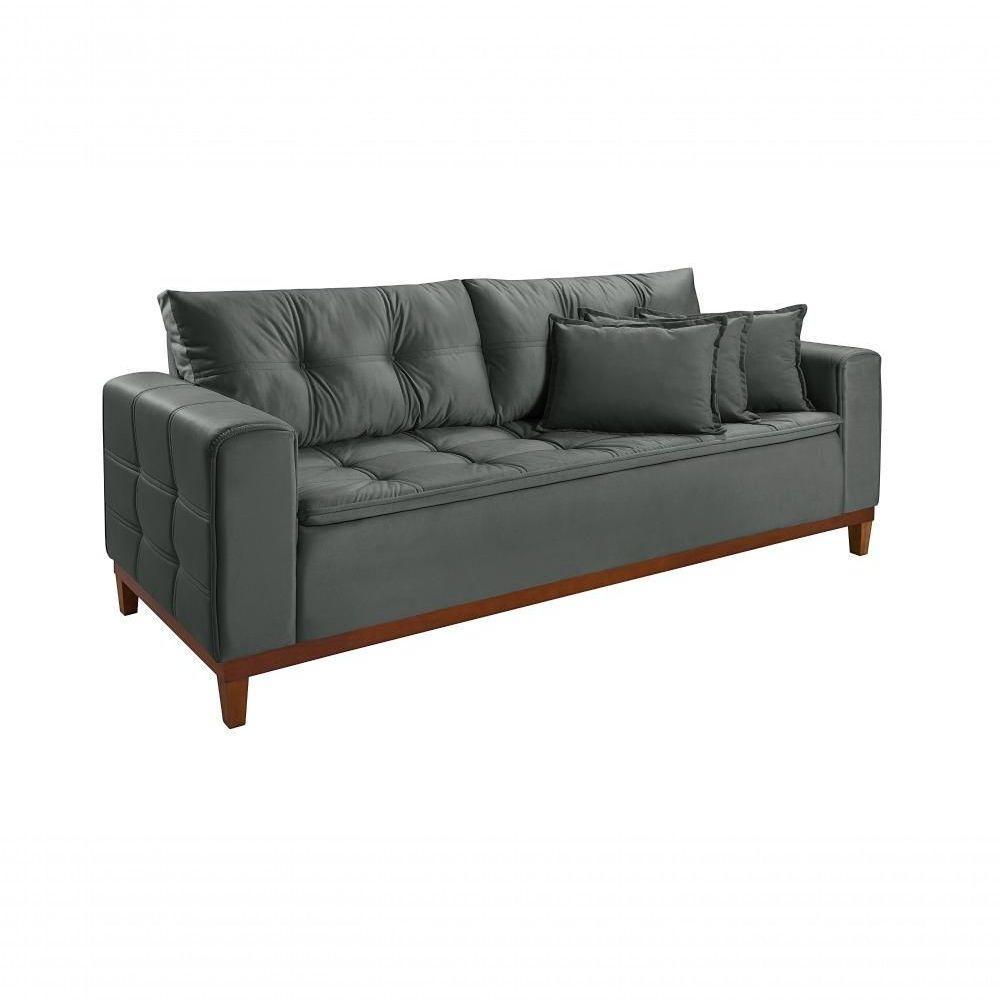 Sofá Atenas 2,00m 3 Lugares Império Estofados Veludo Grafite 163 - 1