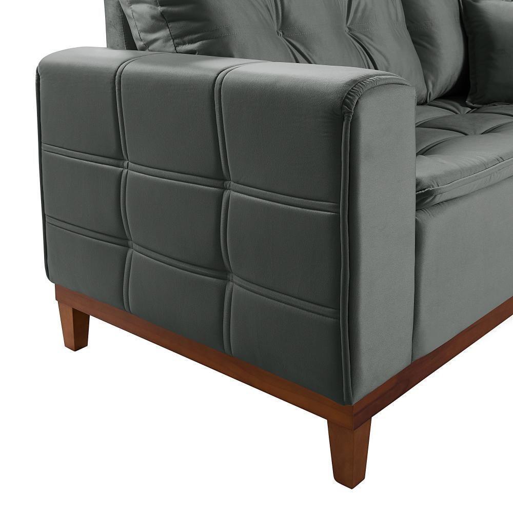 Sofá Atenas 2,00m 3 Lugares Império Estofados Veludo Grafite 163 - 3