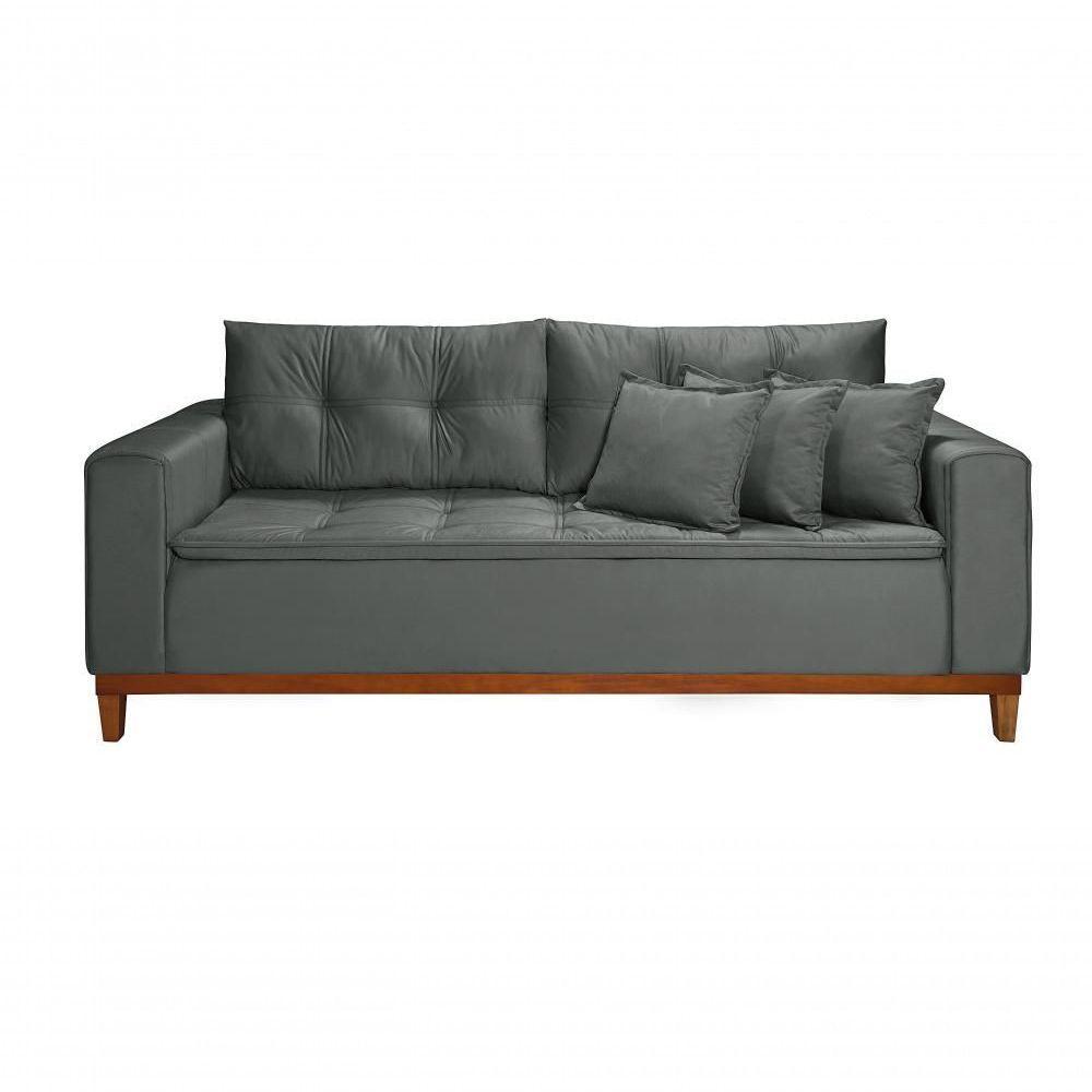 Sofá Atenas 2,00m 3 Lugares Império Estofados Veludo Grafite 163 - 5