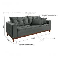 Sofá Atenas 2,00m 3 Lugares Império Estofados Veludo Grafite 163