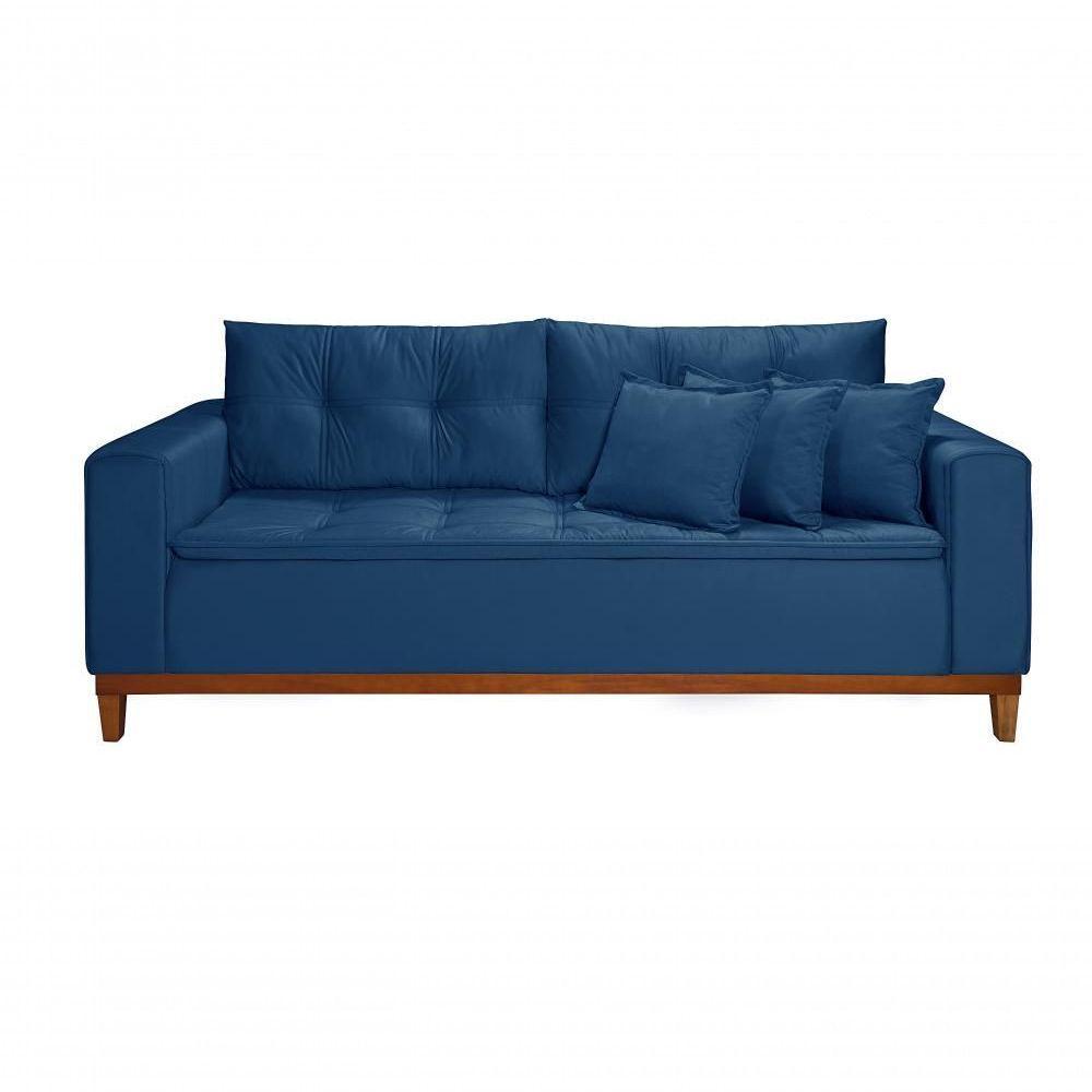 Sofá Atenas 1,70 3 Lugares Império Estofados Veludo Azul Marinho 171 - 5