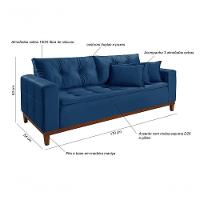 Sofá Atenas 1,70 3 Lugares Império Estofados Veludo Azul Marinho 171 - 2