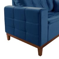 Sofá Atenas 1,70 3 Lugares Império Estofados Veludo Azul Marinho 171 - 3