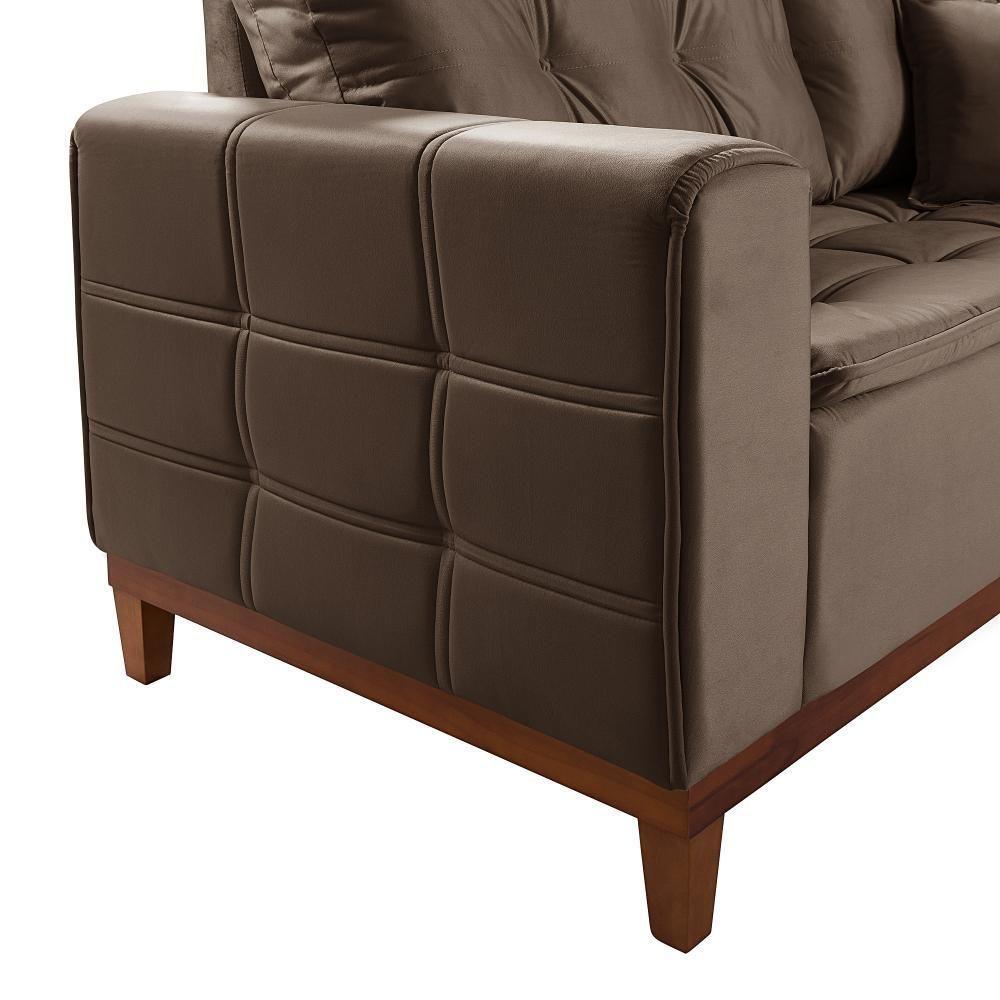 Sofá Atenas 2,00m 3 Lugares Império Estofados Veludo Marrom 175 - 4