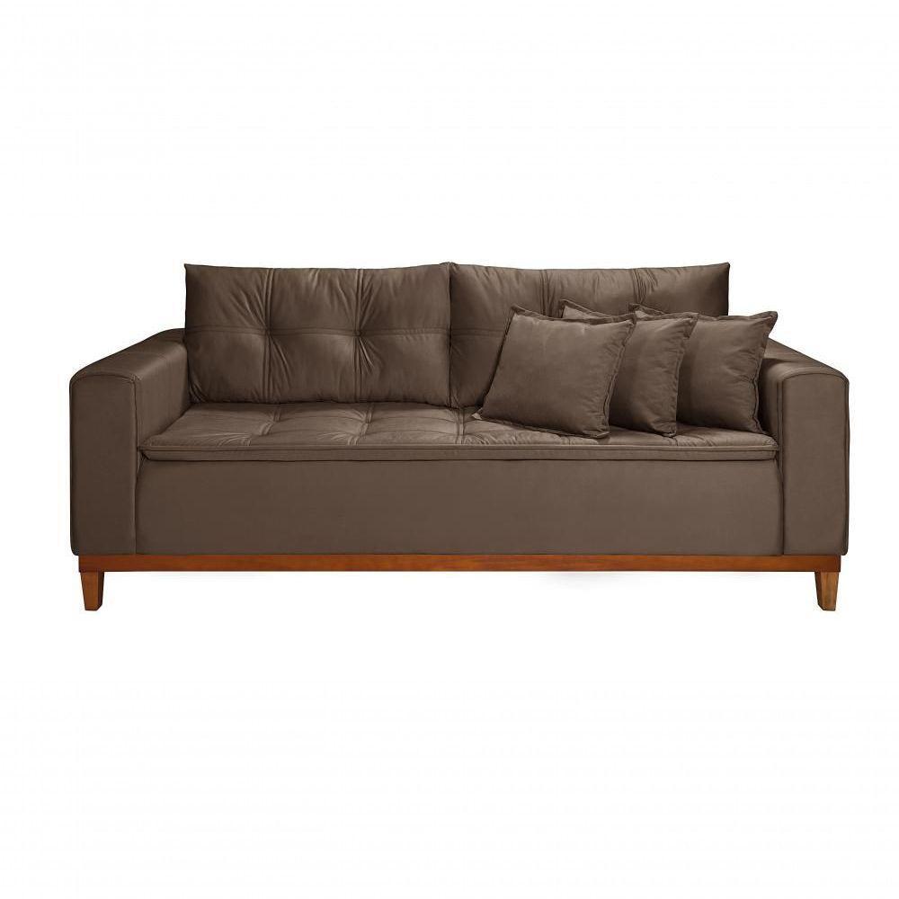 Sofá Atenas 2,00m 3 Lugares Império Estofados Veludo Marrom 175 - 6