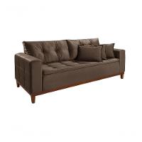Sofá Atenas 2,00m 3 Lugares Império Estofados Veludo Marrom 175 - 1