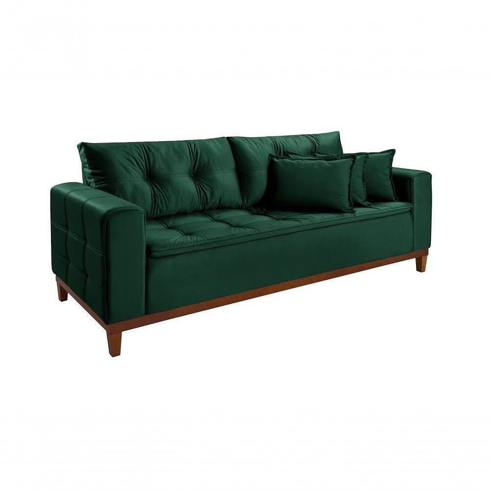 Sofá Atenas 1,70 3 Lugares Império Estofados Veludo Verde 181 - 4