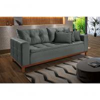 Sofá Atenas 1,70 3 Lugares Império Estofados Veludo Grafite 163 - 1