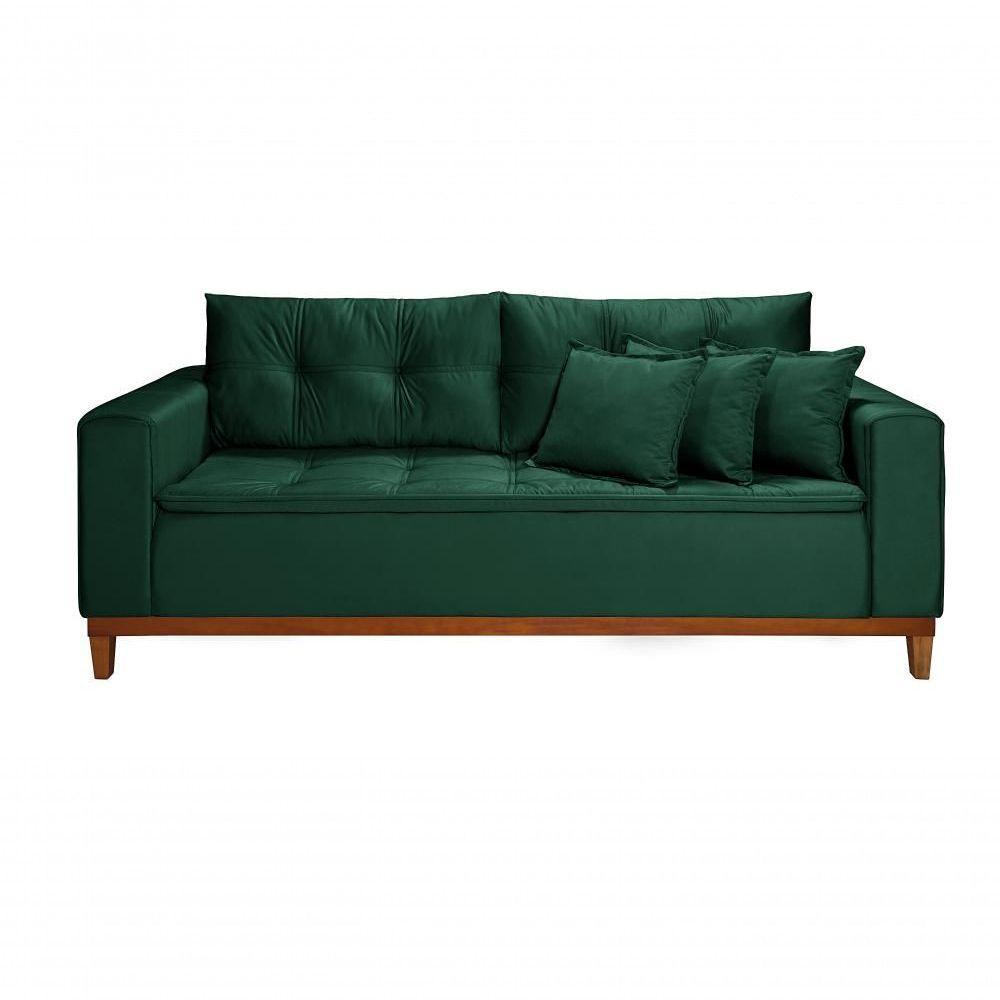 Sofá Atenas 2,00m 3 Lugares Império Estofados Veludo Verde 181 - 5