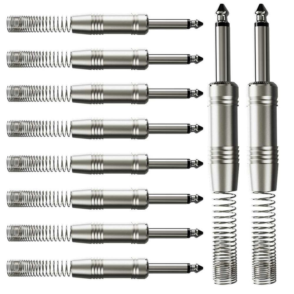 Conector P10 1-4 Ts Metal Nickel Com Mola Wc 244-ts Wireconex 10 Unidades [f108] - 1