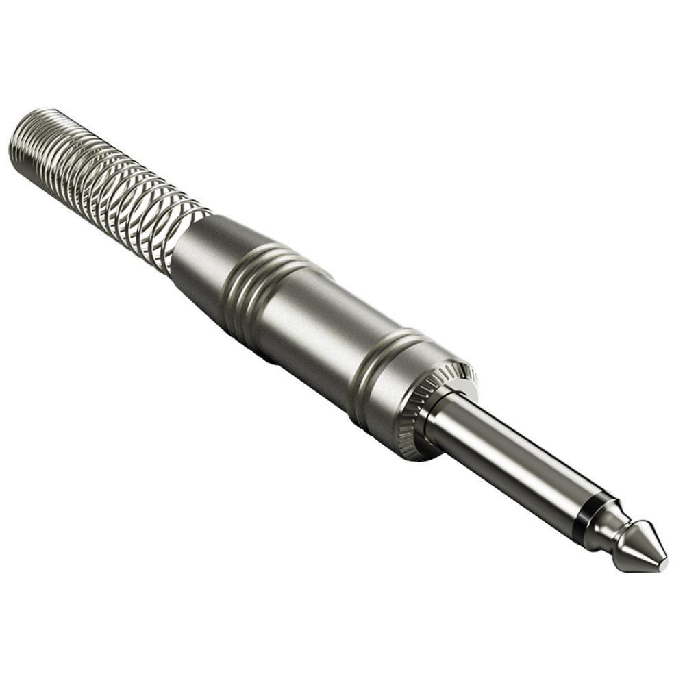 Conector P10 1-4 Ts Metal Nickel Com Mola Wc 244-ts Wireconex 10 Unidades [f108] - 3