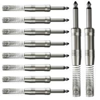 Conector P10 1-4 Ts Metal Nickel Com Mola Wc 244-ts Wireconex 10 Unidades [f108] - 1