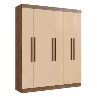 Guarda Roupa Casal CR35201 6 Portas Bater 2 Gavetas Castanho-nude MDF