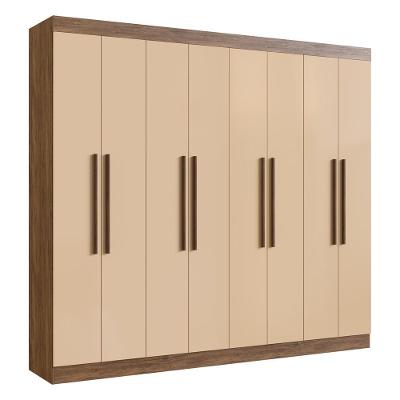Guarda Roupa Casal CR35200 8 Portas Bater 4 Gavetas Castanho-nude MDF