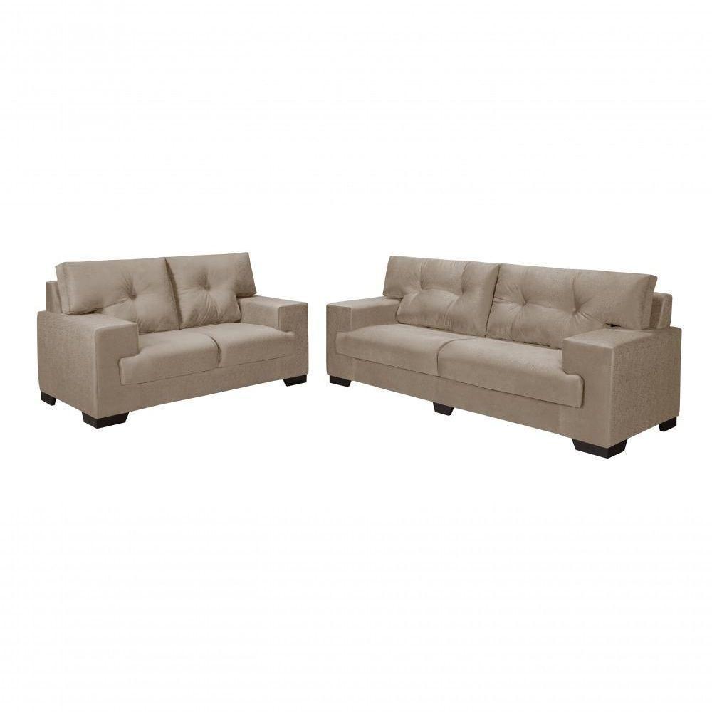 Sofá Julia Conjunto 2 E 3 Lugares Império Estofados Veludo Areia 162 - 2