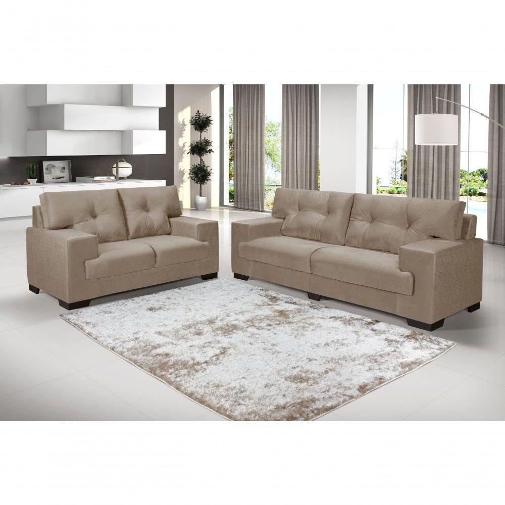 Sofá Julia Conjunto 2 E 3 Lugares Império Estofados Veludo Areia 162 - 3