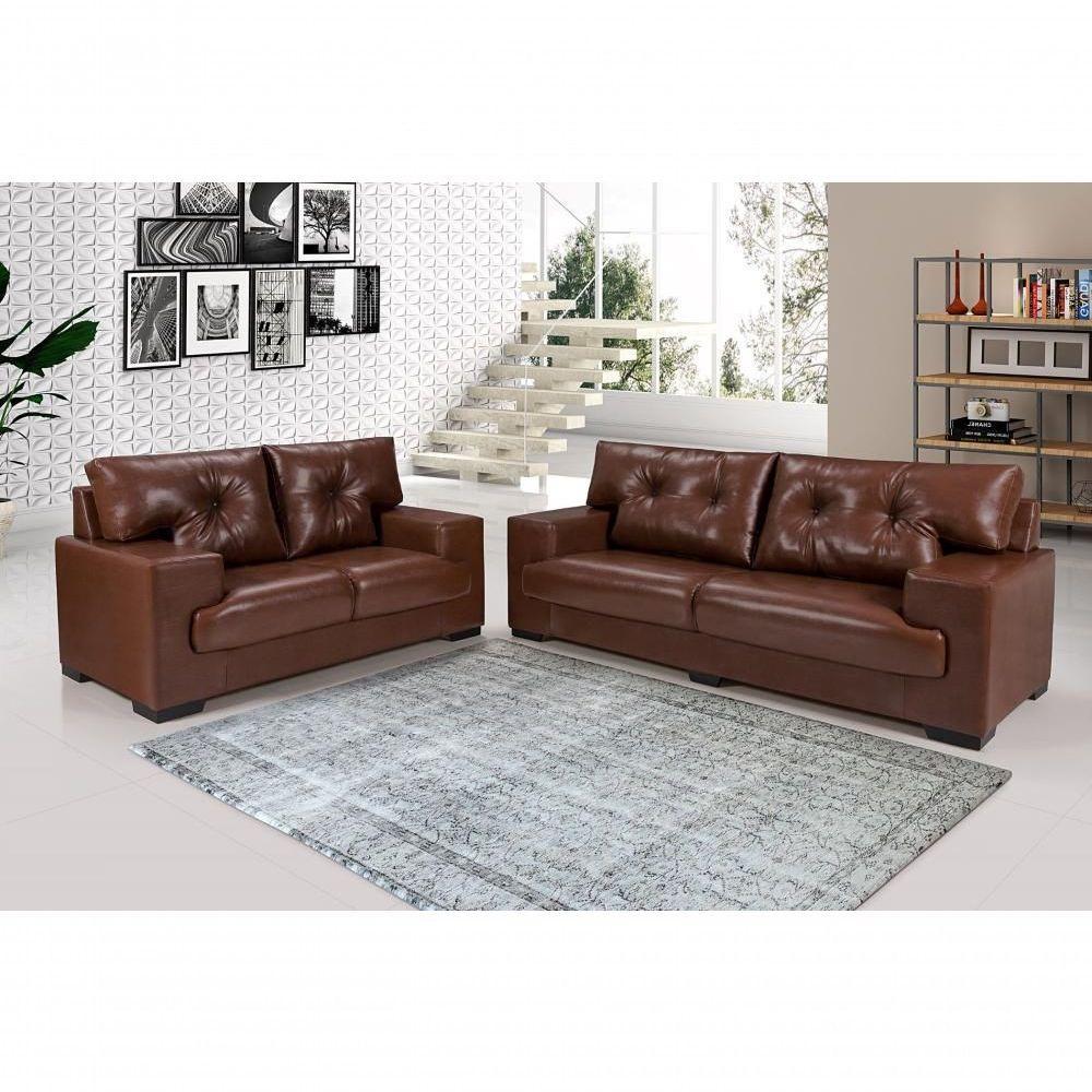 Sofá Julia Conjunto 2 E 3 Lugares Império Estofados Courissimo Pinhão 849 - 4