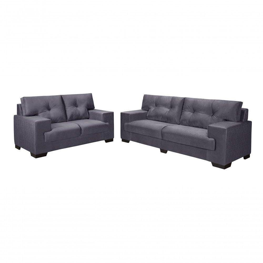 Sofá Julia Conjunto 2 E 3 Lugares Império Estofados Suede Marrom 379 - 2