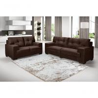 Sofá Julia Conjunto 2 E 3 Lugares Império Estofados Suede Marrom 379 - 3