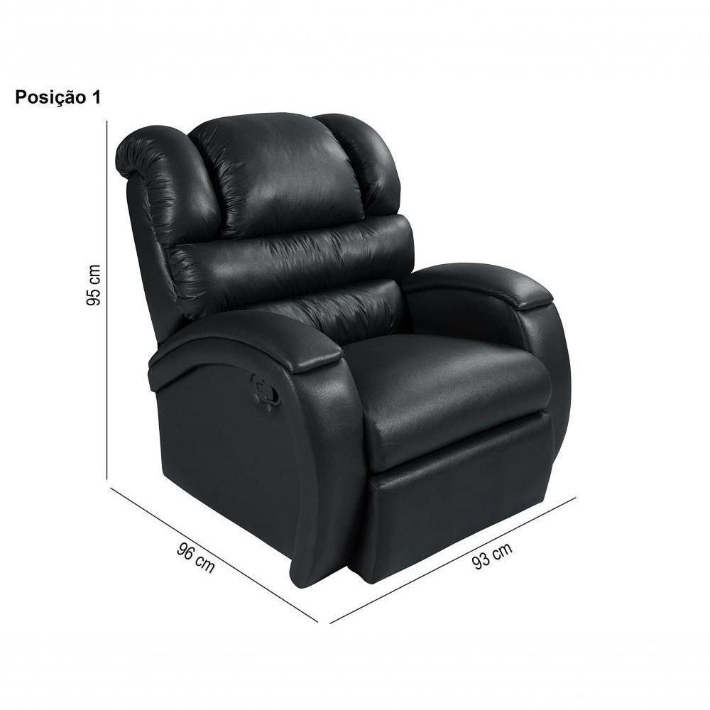 Poltrona Reclinável Imperial Zero Wall Papai Mamãe Com Mocho / Assento De Elevação Corano Preto 311 - 3