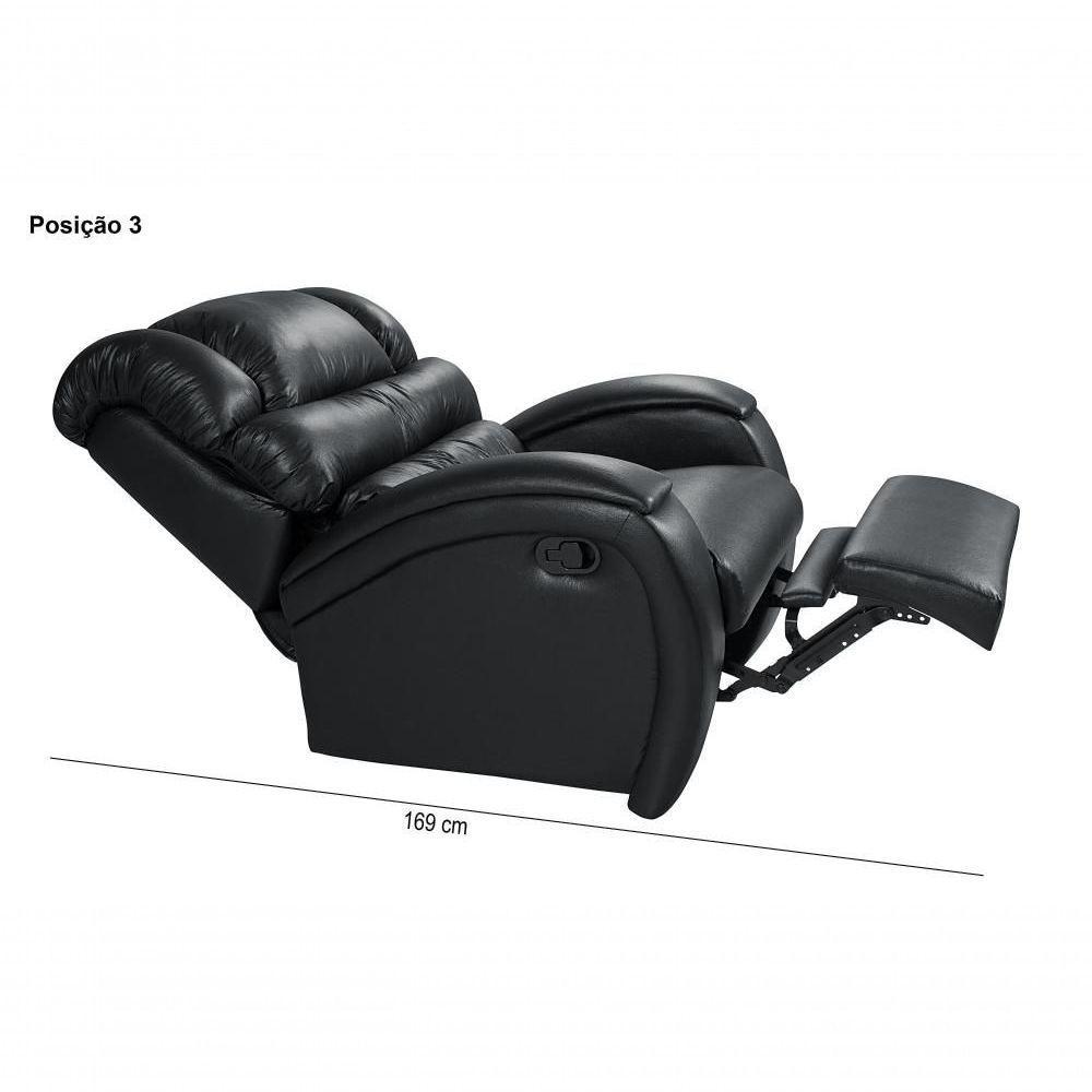 Poltrona Reclinável Imperial Zero Wall Papai Mamãe Com Mocho / Assento De Elevação Corano Preto 311 - 6