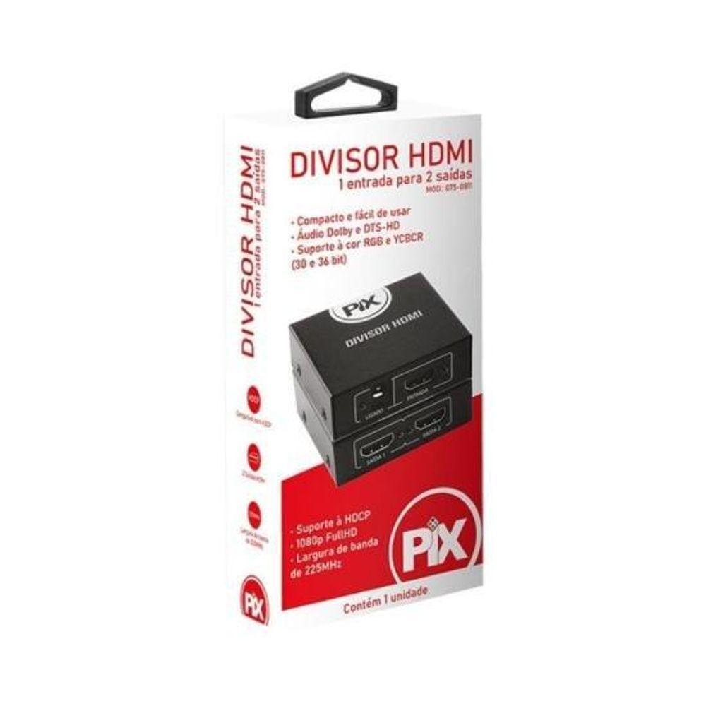 Divisor Hdmi 1.3 1 Entrada X 2 Saídas Preto Pix [f002] - 3