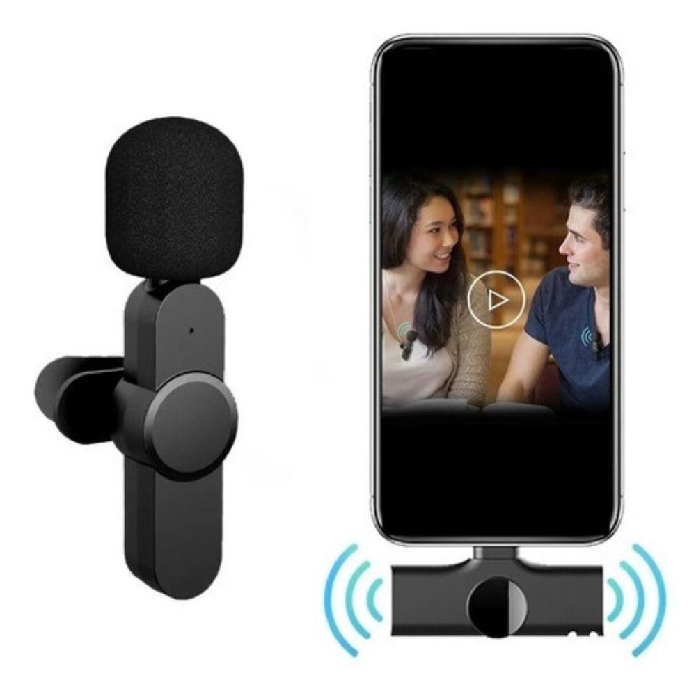 Microfone Lapela Sem Fio Preto Wireless Bluetooth Portátil - 1