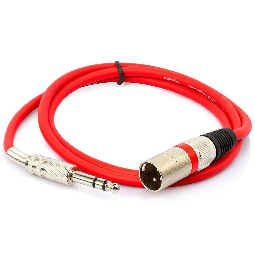 Cabo P10 Para Xlr Macho Vermelho Estereo - 3 Metros - 1