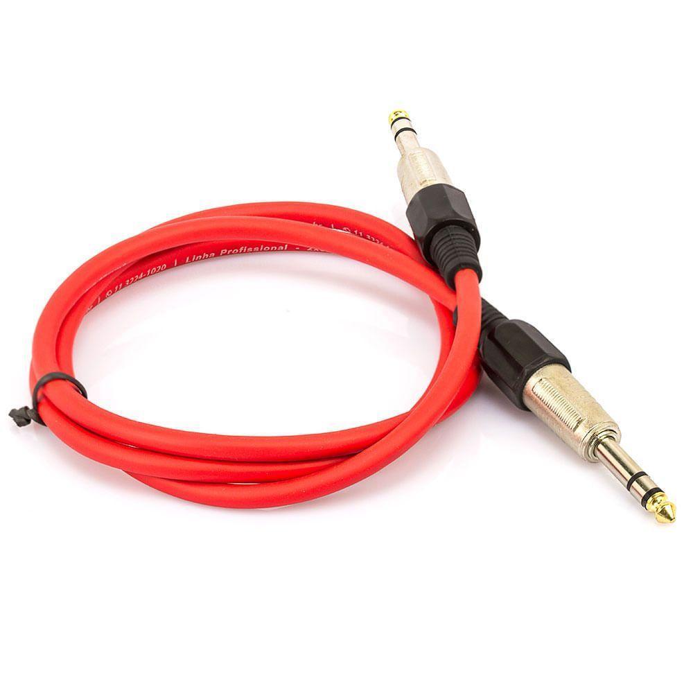Cabo P10 Estereo Profissional - Vermelho 3 Metros - 1